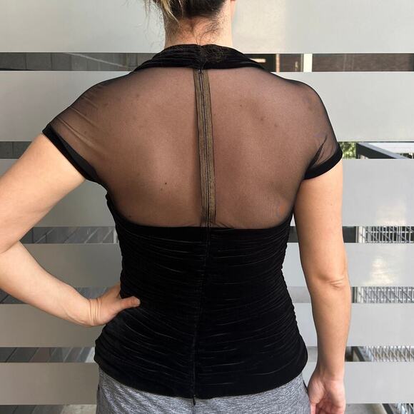 Tadashi Collection Black Velvet Semi-Sheer Formal Bustier Top Size XS - Picture 2 of 10